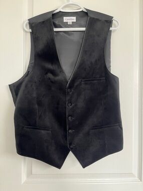Calvin Klein black velvet formal waistcoat size L